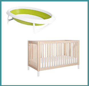 giggle babyletto crib and boon bath tub with weeSpring