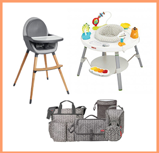 Skip Hop high chair, activity gym, diaper bag seat in Feather, weeSpring giveaway