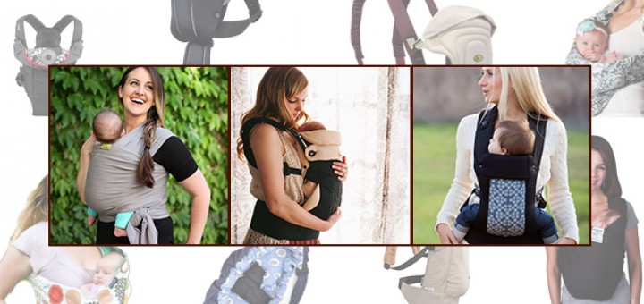 Baby carrier photo montage, Beco Gemini, Boba wrap, Ergobaby 360 carrier